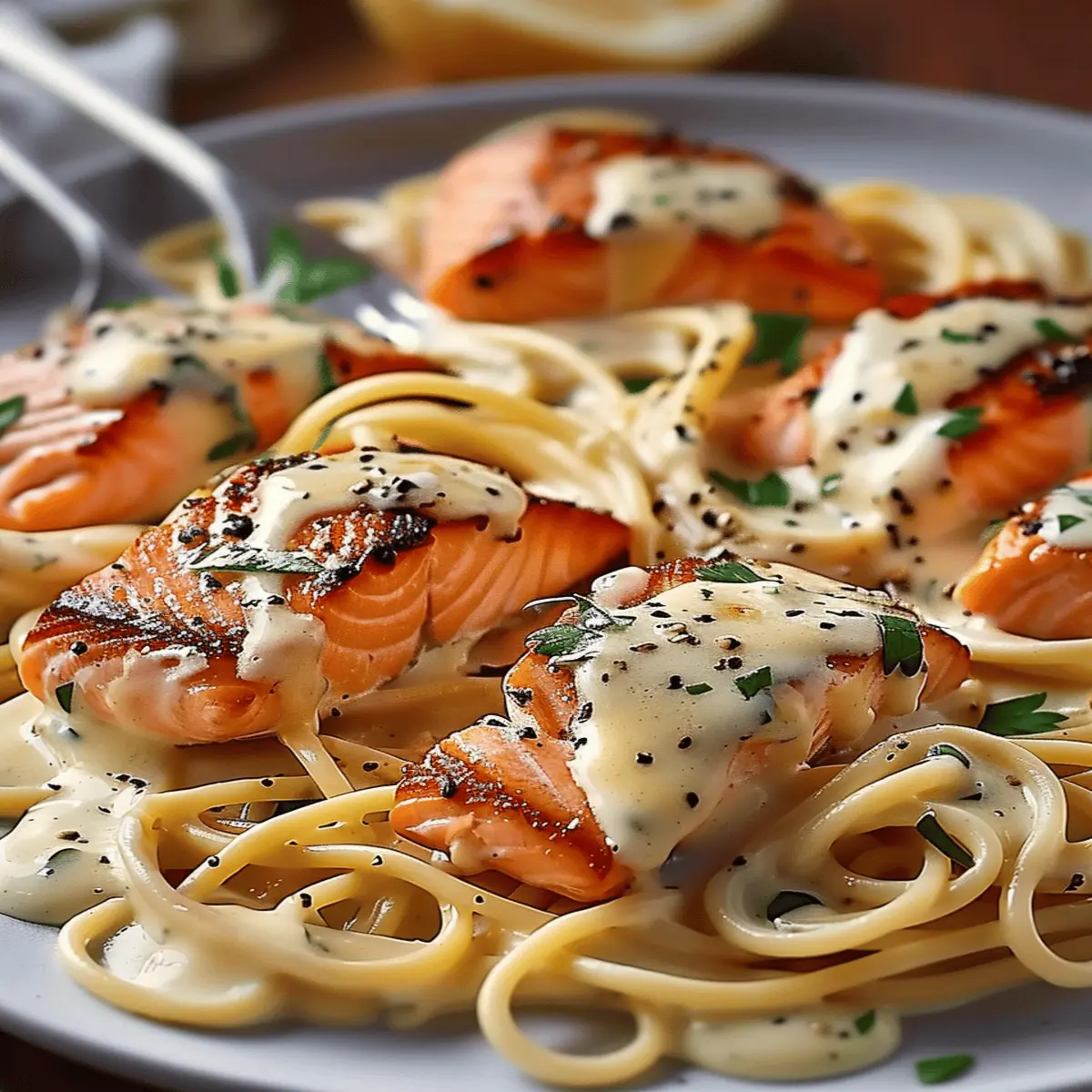 Creamy Garlic Butter Salmon Pasta: Indulgent Dinner Bliss