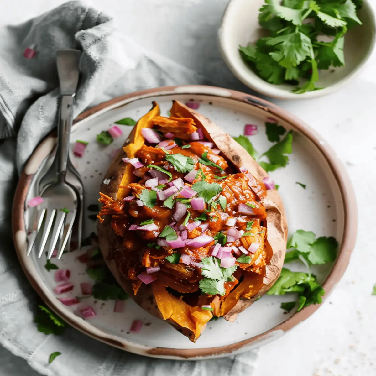 BBQ Chicken Stuffed Sweet Potatoes