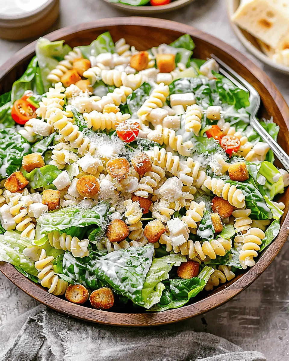 Caesar Pasta Salad with Turkey Bacon and Chicken Ham Delights