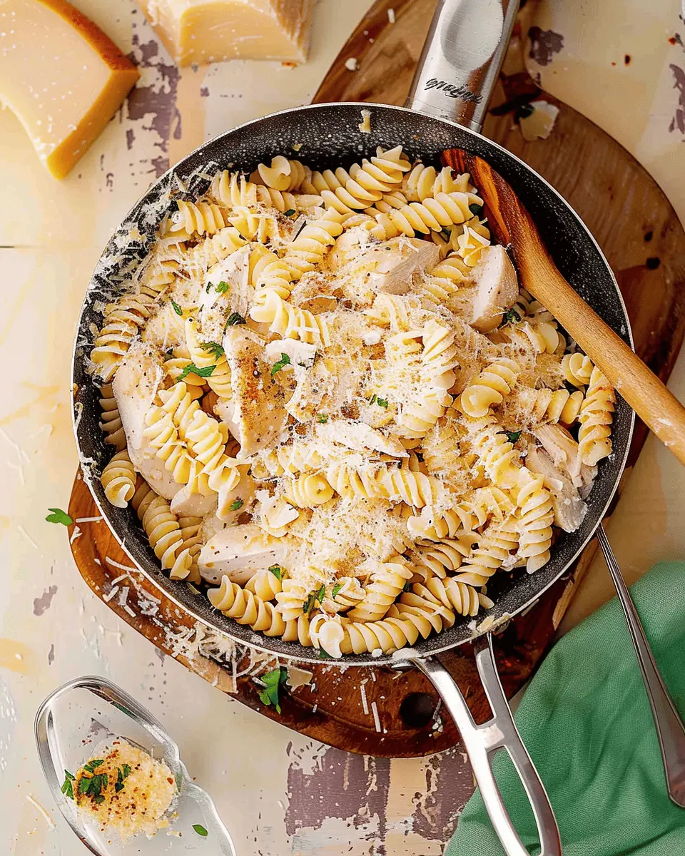 Garlic Parmesan Chicken Pasta: Easy One Pot Delight with Turkey Bacon