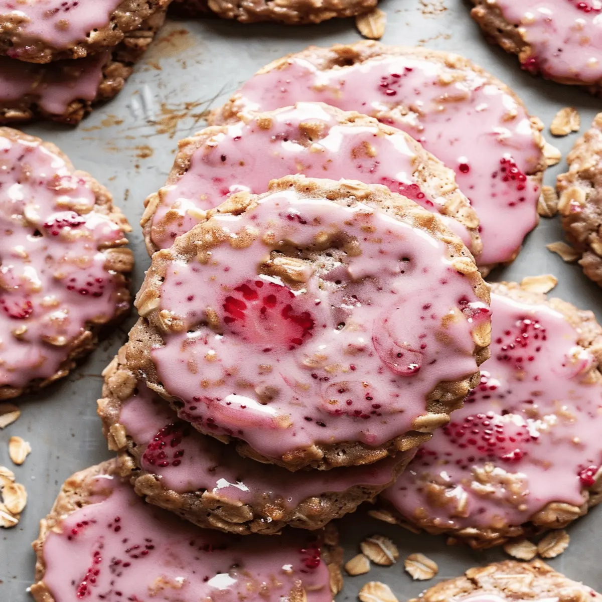 Strawberry Iced Oatmeal Cookies