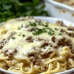 Cheesy Garlic Butter Linguine with Ground Beef