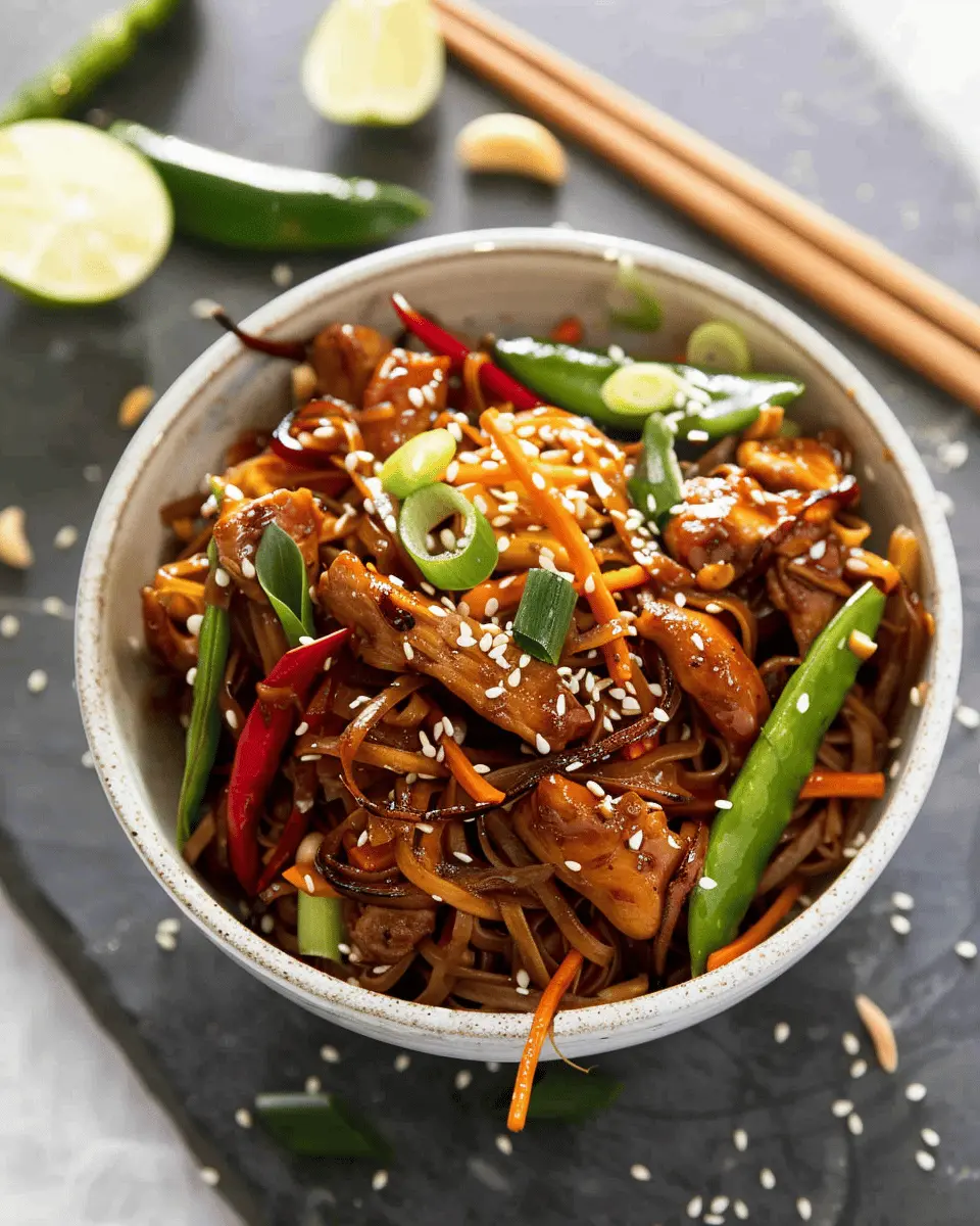 Delicious and Easy Chicken Noodle Stir Fry with Turkey Bacon Twist