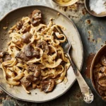 Peppered steak & mushroom tagliatelle
