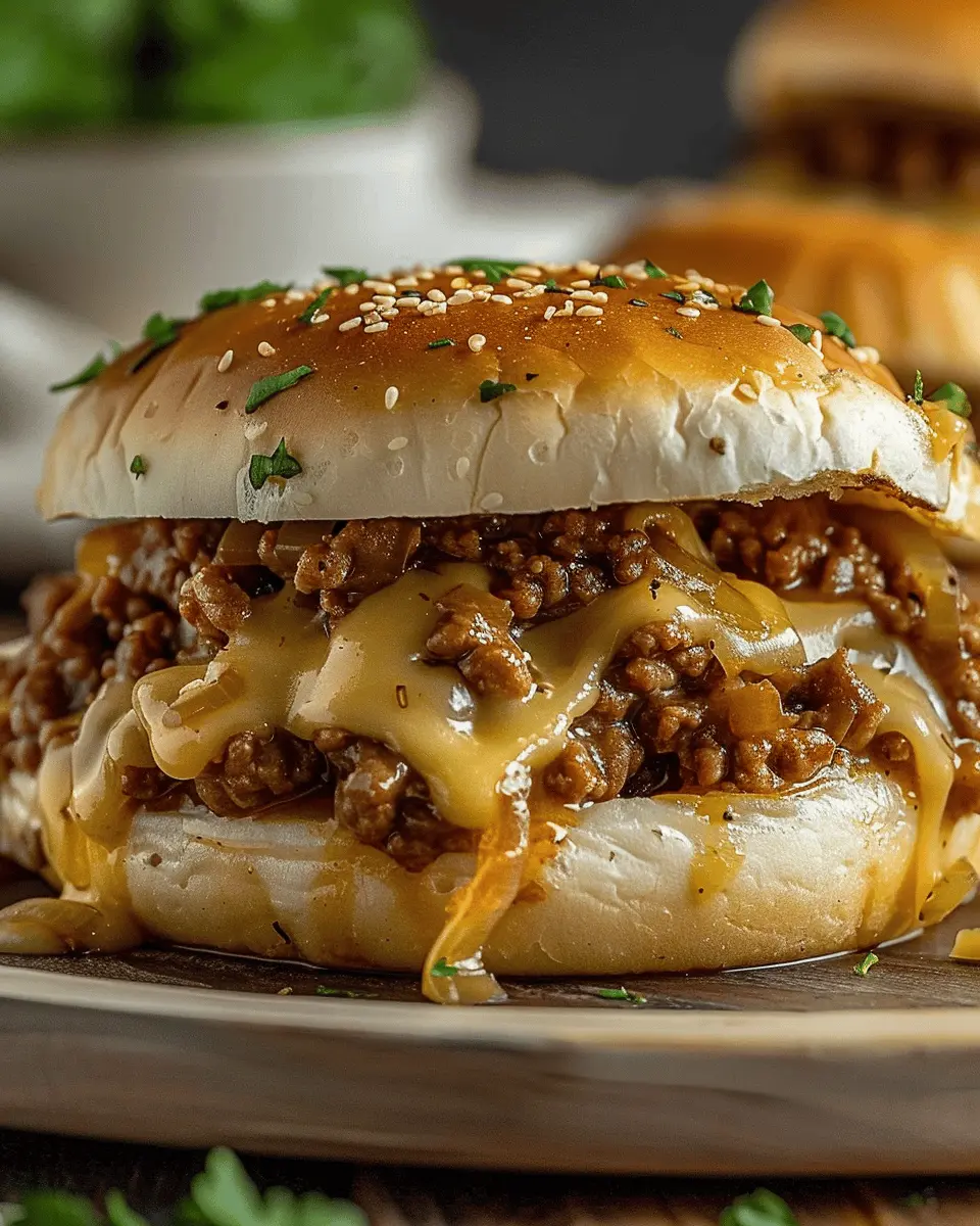 French Onion Beef Sloppy Joes with Melted Cheese: Easy & Comforting