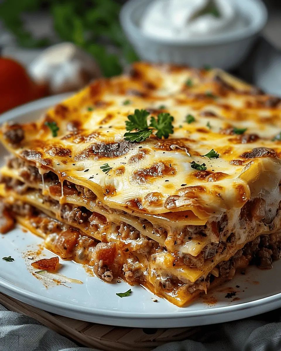 Parmesan Garlic Turkey Bacon Cheeseburger Lasagna Delight