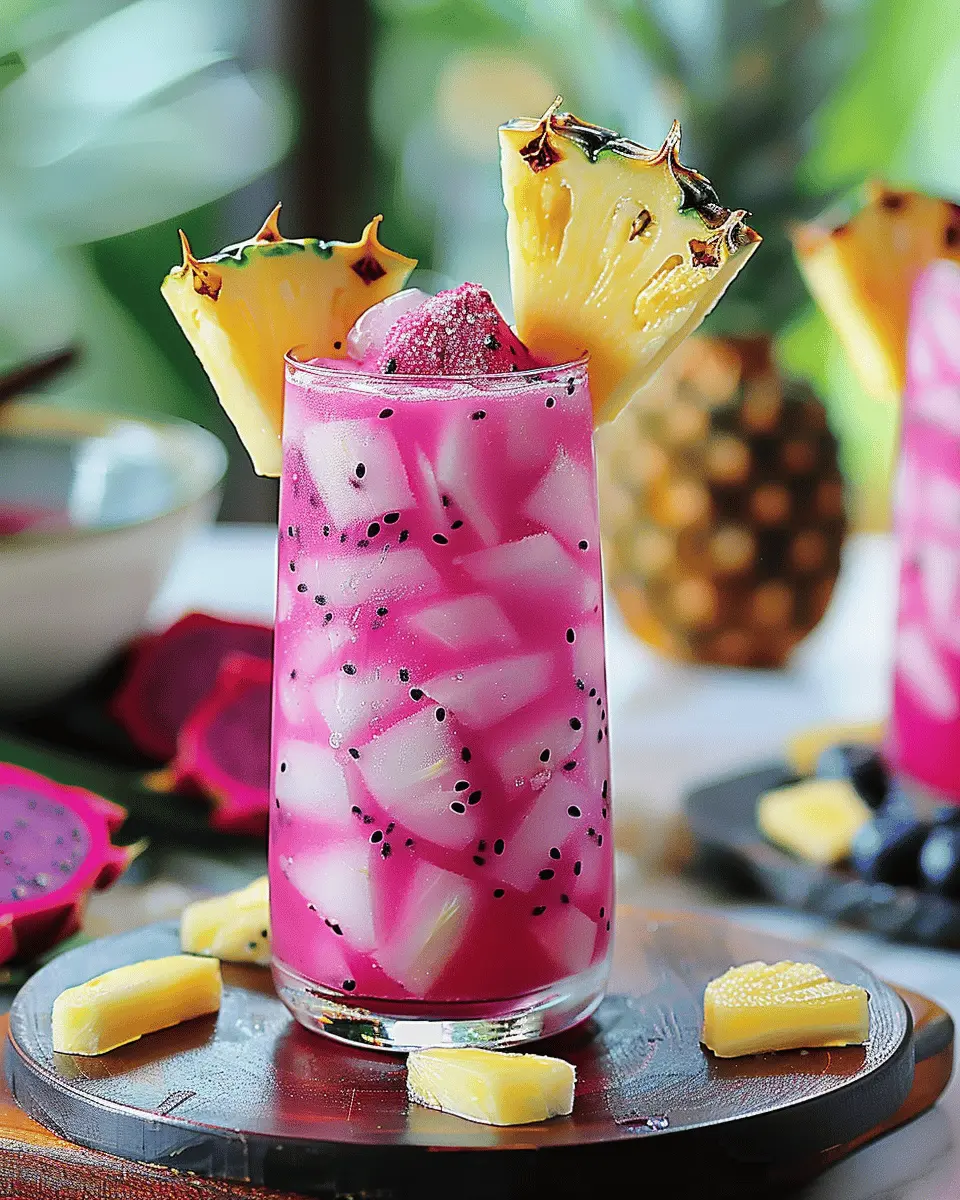Refreshing Pink Dragonfruit Pineapple Rum Fizz Recipe for Summer Sips