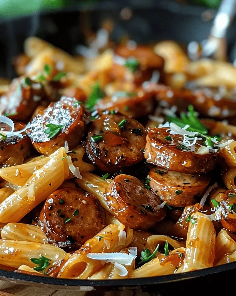 Sticky Honey Garlic Sausage Pasta Skillet: Easy One-Pan Delight