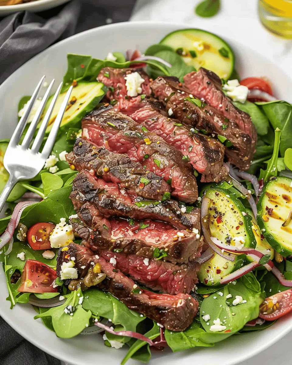 Steak Salad Delight with Turkey Bacon and Fresh Greens