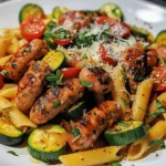 Chicken Sausages with Zucchini, Tomatoes, and Pasta