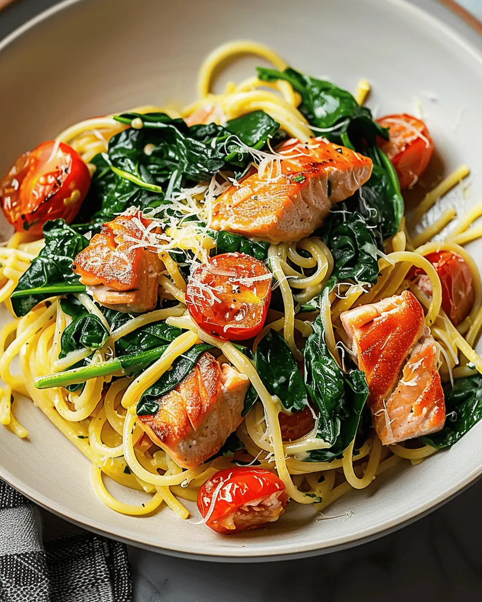 Tomato Spinach Salmon Pasta: Easy Weeknight Delight for Food Lovers