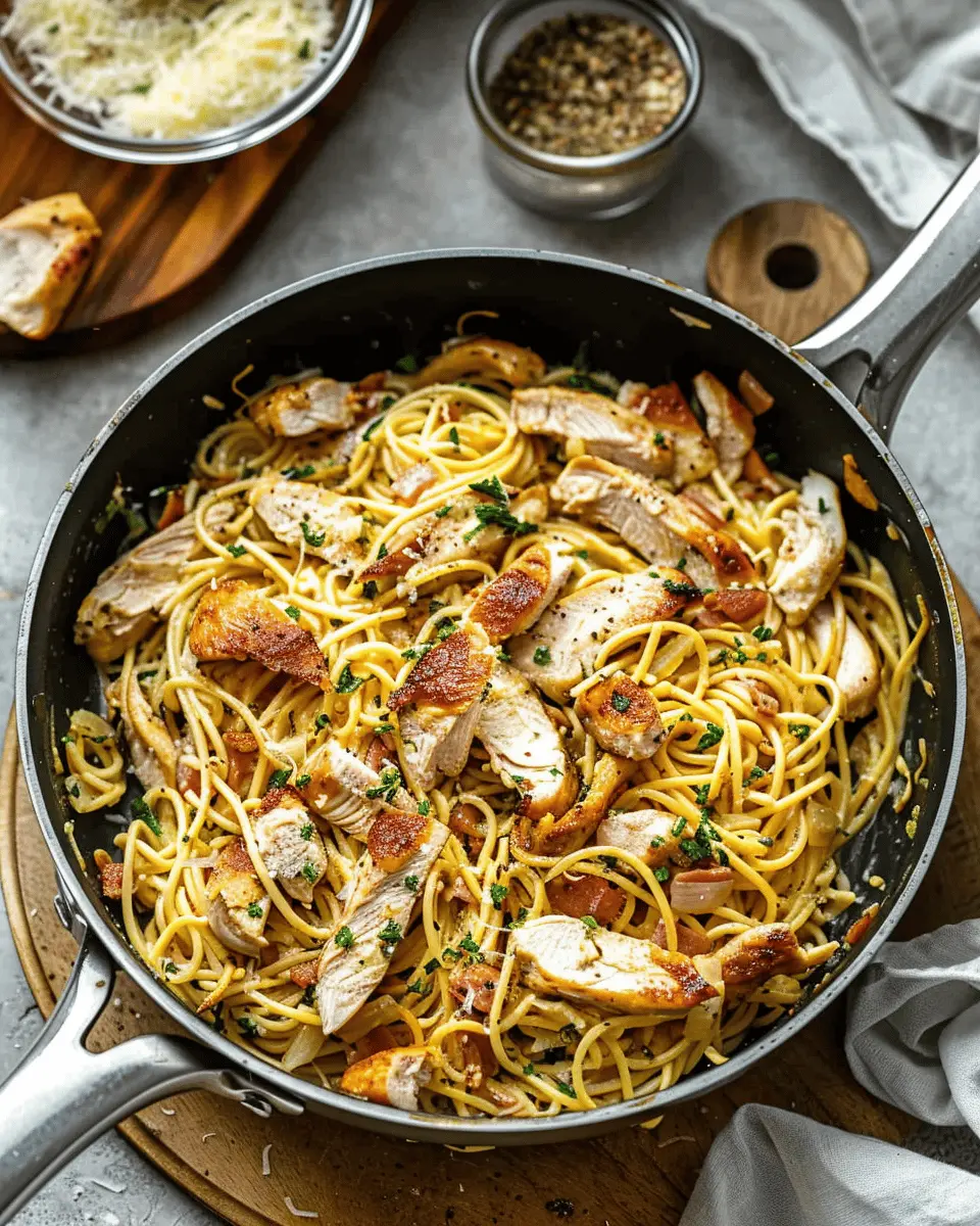 Chicken Carbonara Made Easy with Turkey Bacon and Chicken Ham