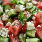Watermelon Cucumber Feta Salad