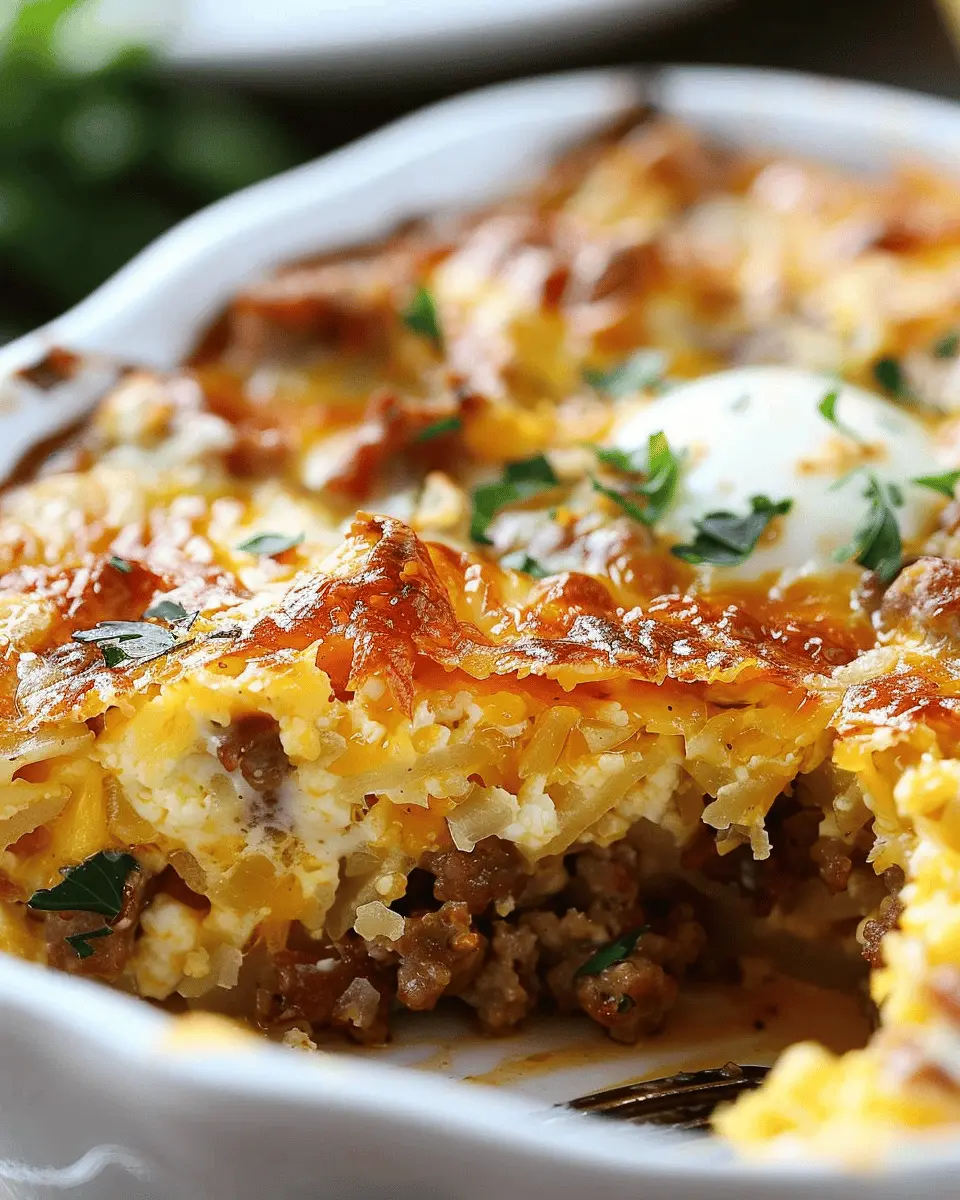 Sausage Egg Cream Cheese Hash Brown Breakfast Casserole Bliss