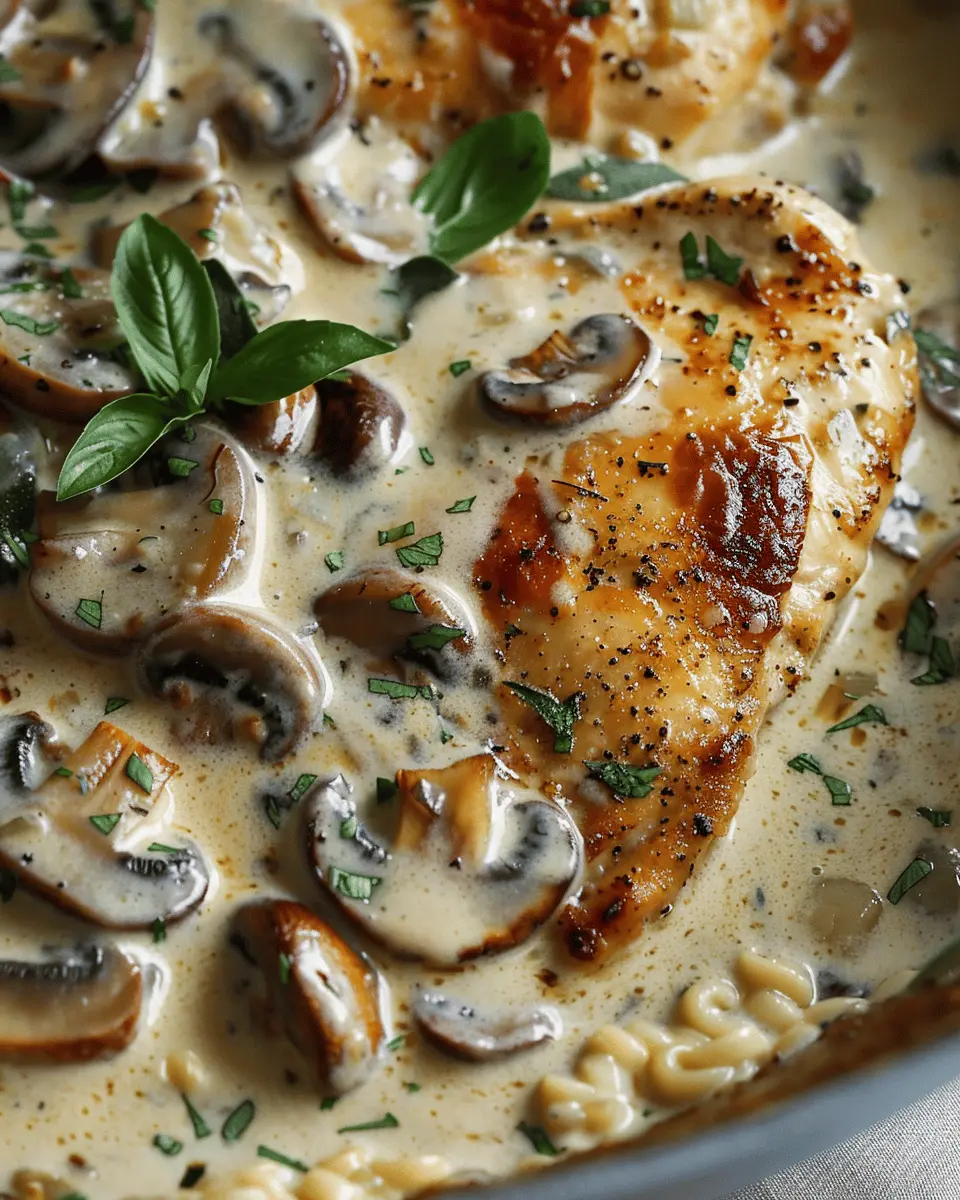 Creamy Mushroom Chicken with Turkey Bacon: A Comforting Delight