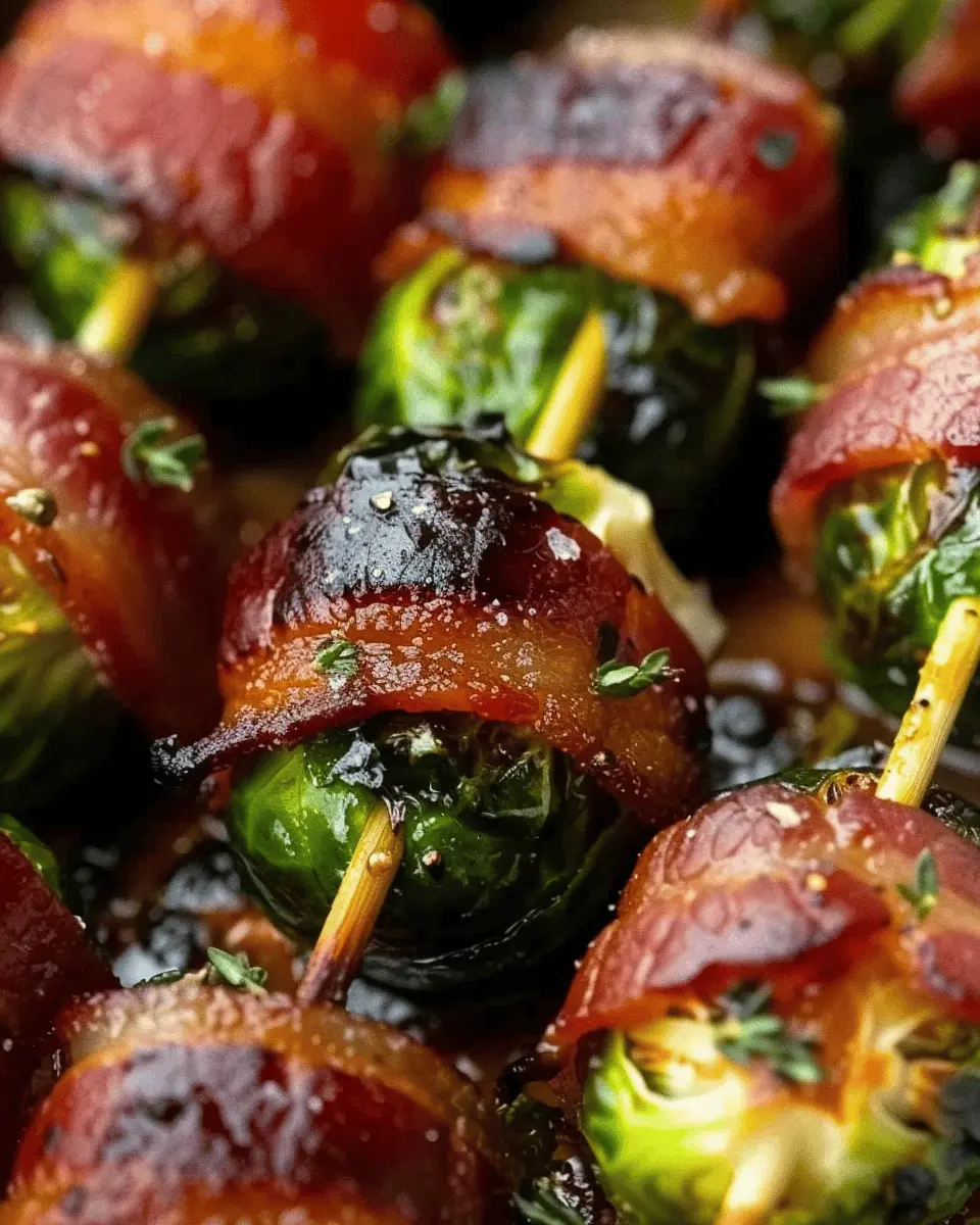 Maple Glazed Turkey Bacon Wrapped Brussels Sprouts Delight