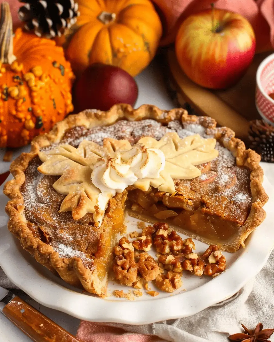 Pumpkin Apple Pie: Indulgent Dessert with Walnut Crust to Savor