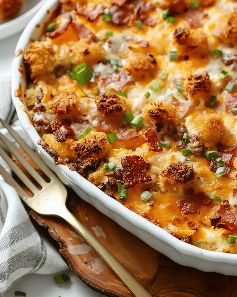 Tater Tot Breakfast Casserole: Easy Make-Ahead Delight with Turkey Bacon