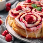 Raspberry Cinnamon Rolls with Lemon Glaze