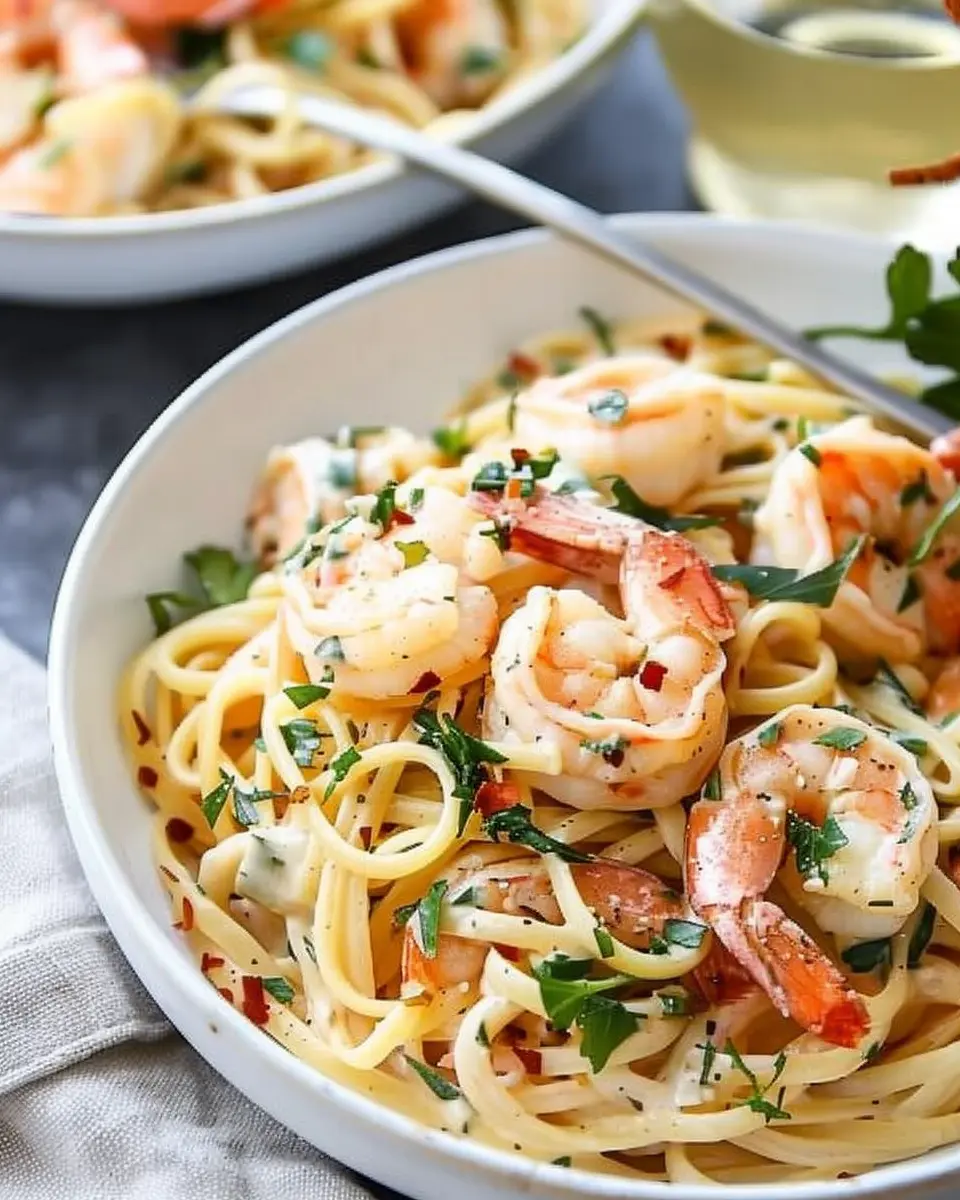 Creamy Tuscan Shrimp Linguine with Turkey Bacon Delight