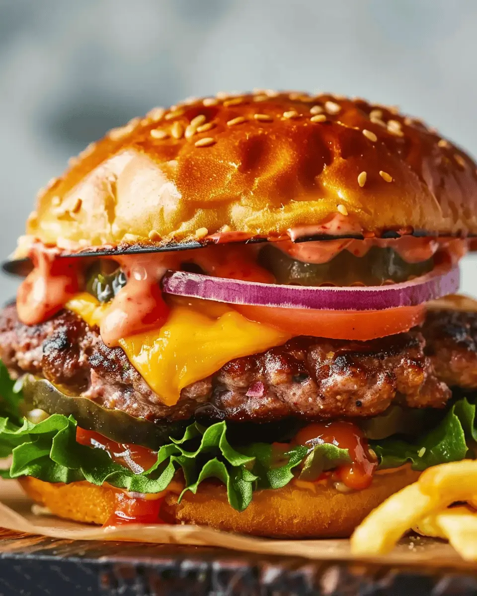 The Best Ever Cheeseburger: Juicy Turkey Bacon & Chicken Ham Delight