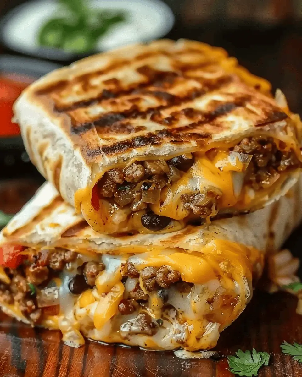 Easy Grilled Cheese Burrito: Indulgent Taco Bell Copycat with Turkey Bacon and Chicken Ham