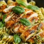 Pesto Pasta with Crispy Parmesan Chicken