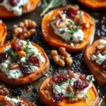 Roasted Sweet Potato Rounds with Herbed Ricotta, Walnuts, and Cranberries