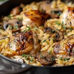 One Pot Chicken and Mushroom Orzo