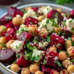 Chickpea Beet Feta Salad with Lemon-Garlic Vinaigrette – A Vibrant & Flavorful Delight