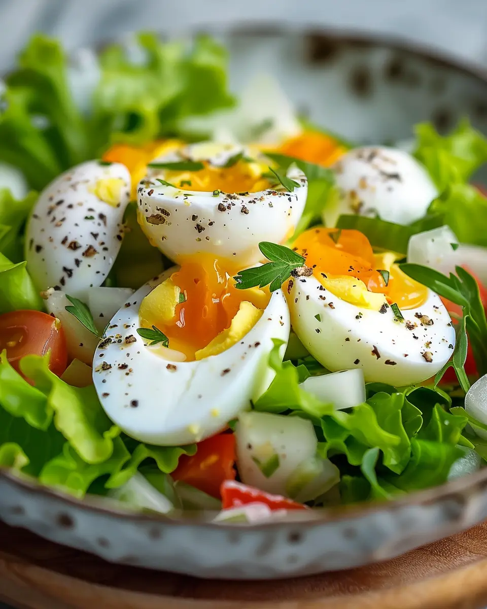 Poached Egg Salad: A Fresh and Easy Twist with Turkey Bacon