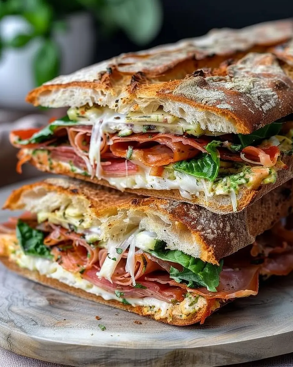 Gourmet Ciabatta Sandwich: The Best Turkey Bacon &amp; Chicken Ham Delight
