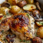 Herb Roasted Chicken in Creamy White Sauce with Mushroom and Potatoes: An Incredible Ultimate Recipe