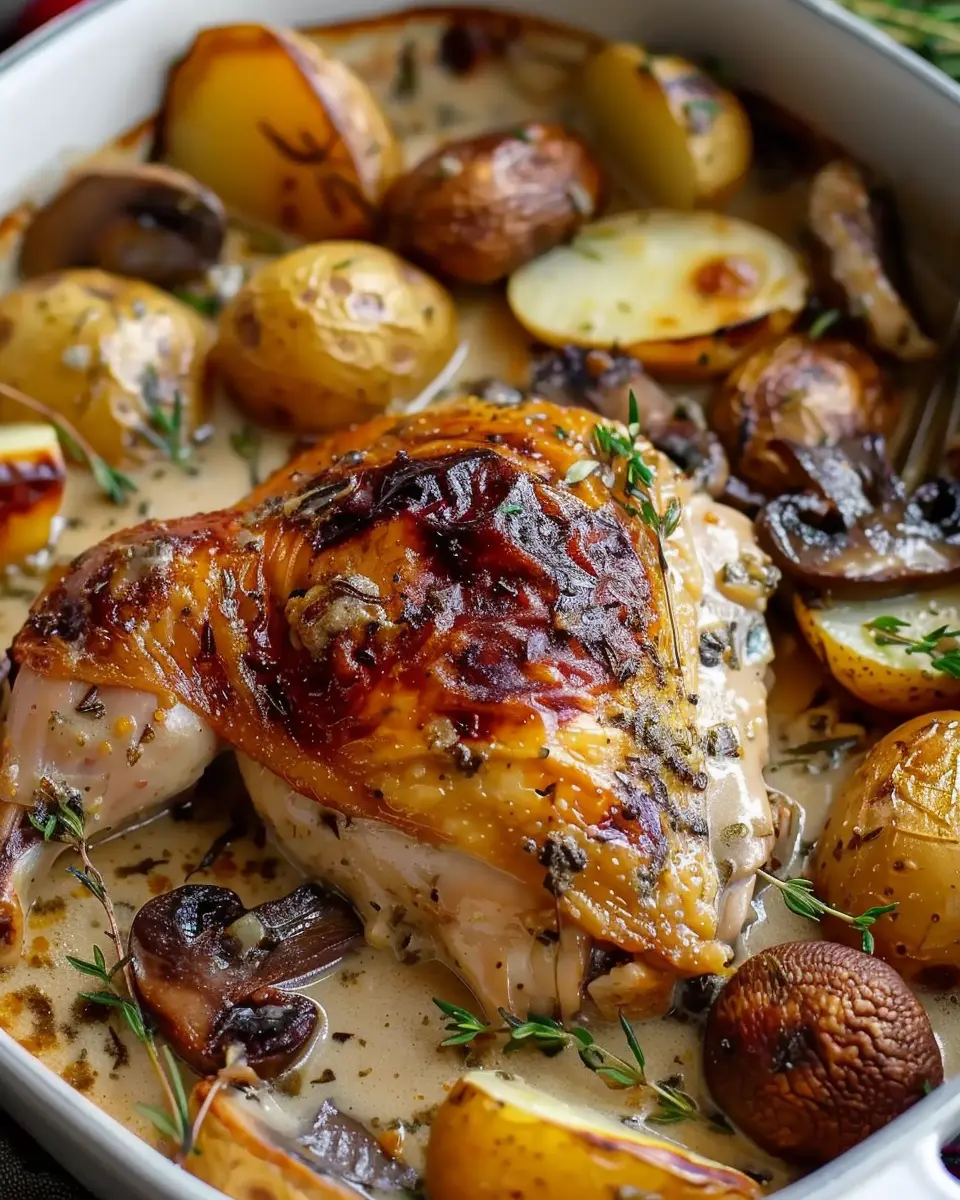 Herb Roasted Chicken: Ultimate Creamy White Sauce &amp; Mushroom Recipe