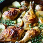 Chicken Normandy (Braised Chicken Legs in Apple Cider & Brandy)