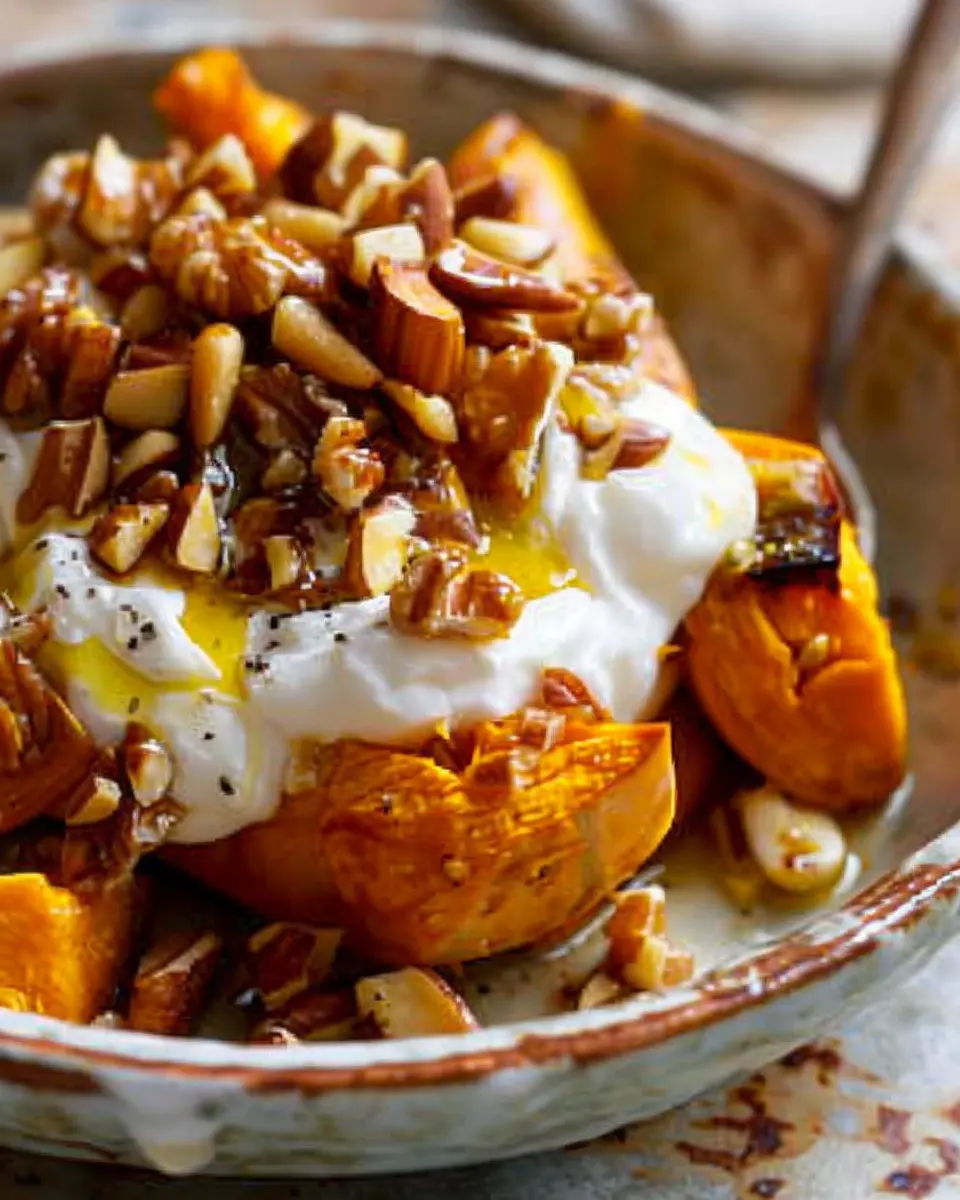 Roasted Pumpkin with Yogurt Sauce and Pine Nuts: A Cozy Delight
