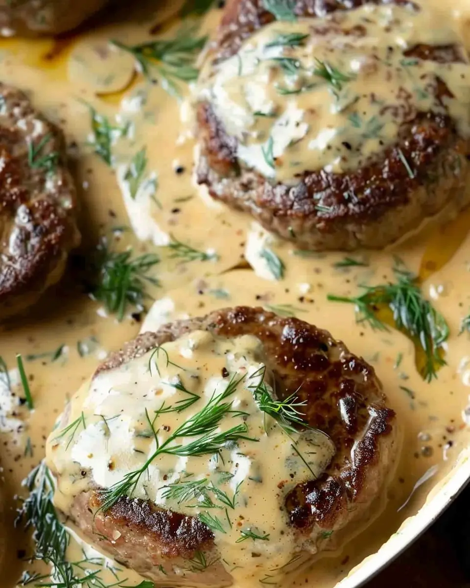Hamburger Steaks in Creamy Dill Sauce: A Juicy Comfort Dish