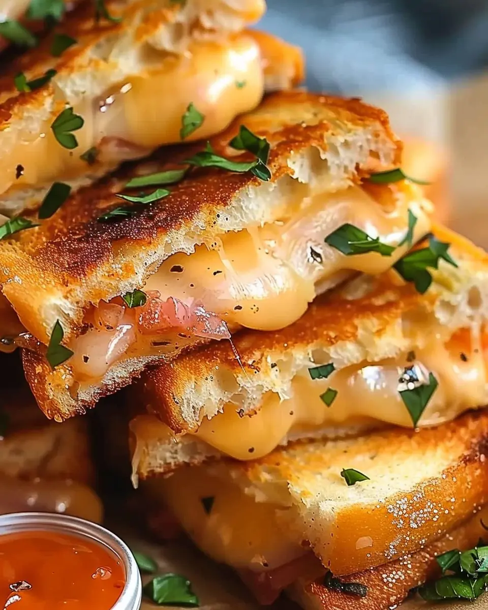 Hawaiian Roll Mini Grilled Cheese with Turkey Bacon and Chicken Ham