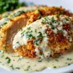 Parmesan Crusted Chicken with Creamy Garlic Sauce