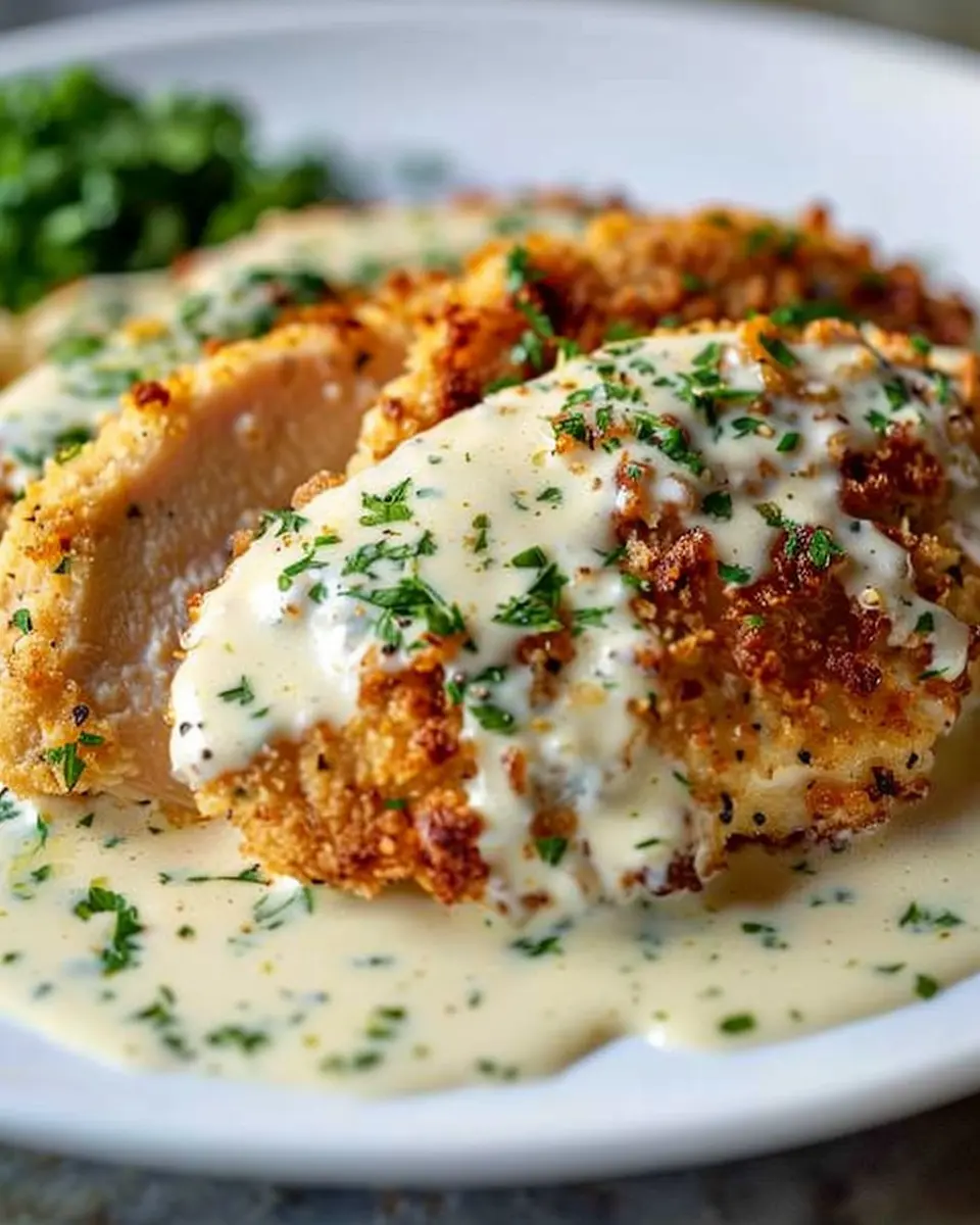 Parmesan Crusted Chicken with Creamy Garlic Sauce: Easy Indulgence