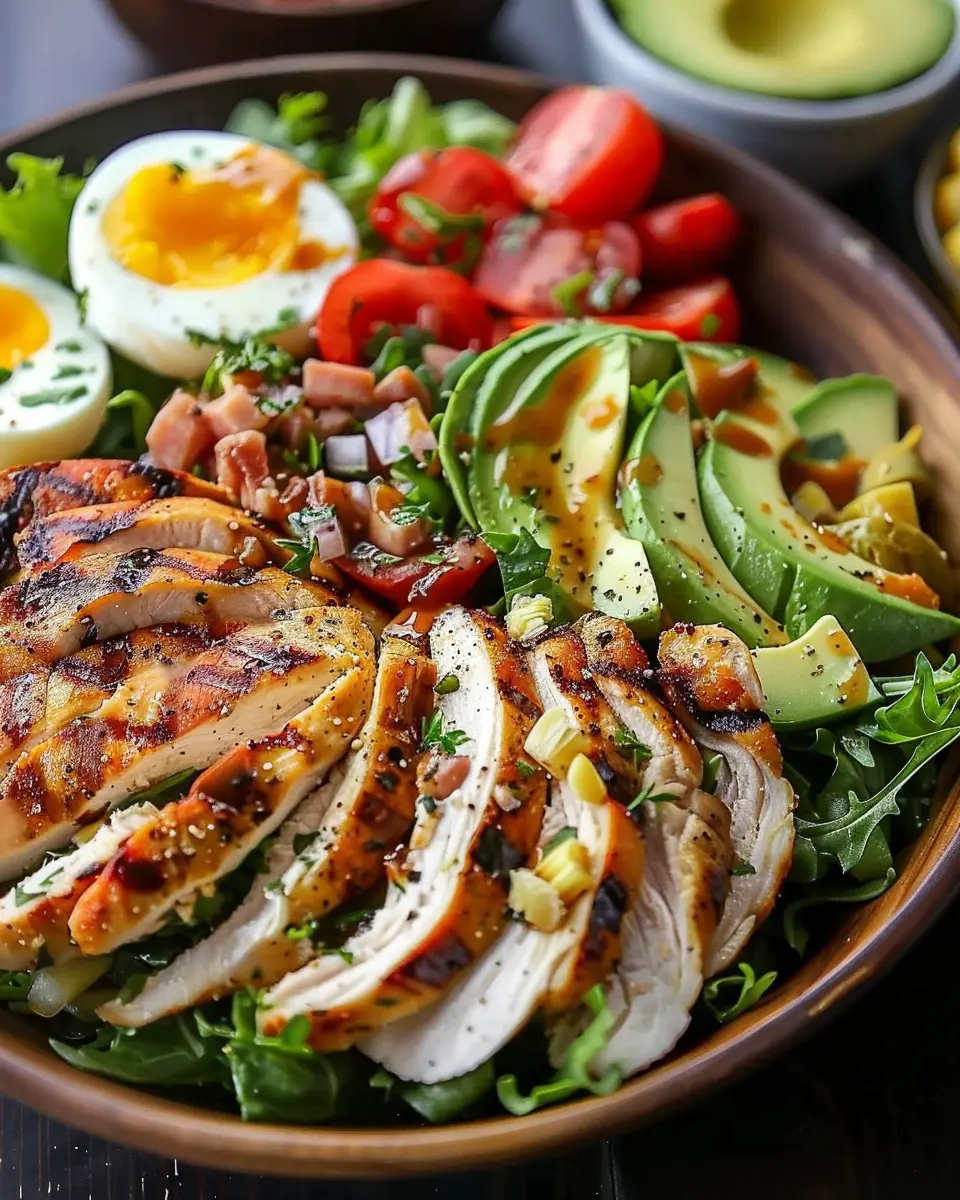 Paleo Grilled Chicken Cobb Salad with Turkey Bacon Twist