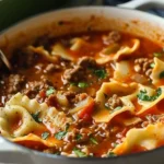Simple Lasagna Soup with Sausage and Ground Beef