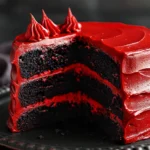 Black Velvet Cake with Red Icing