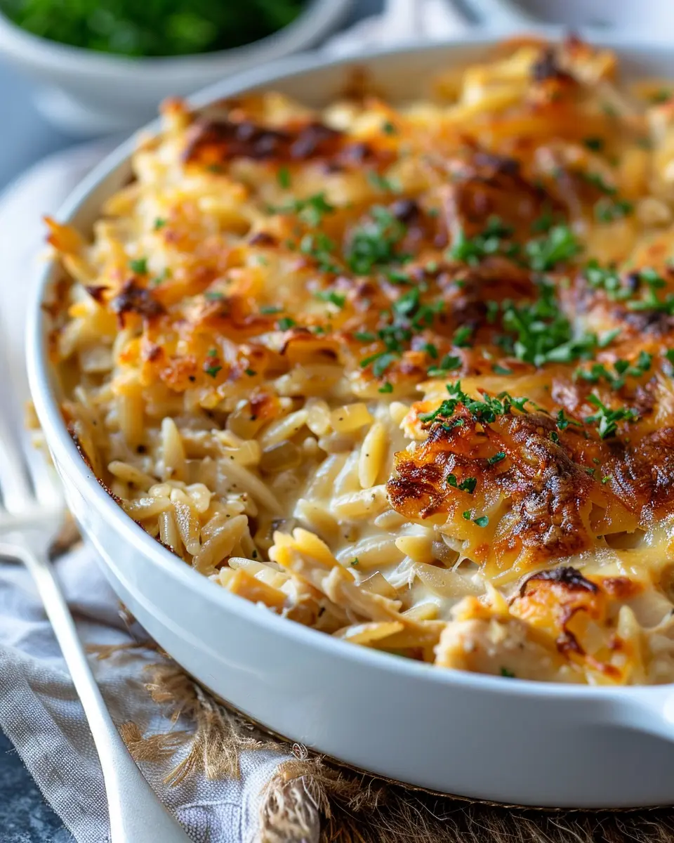 French Onion Chicken Orzo Casserole: Easy Comfort Food Delight