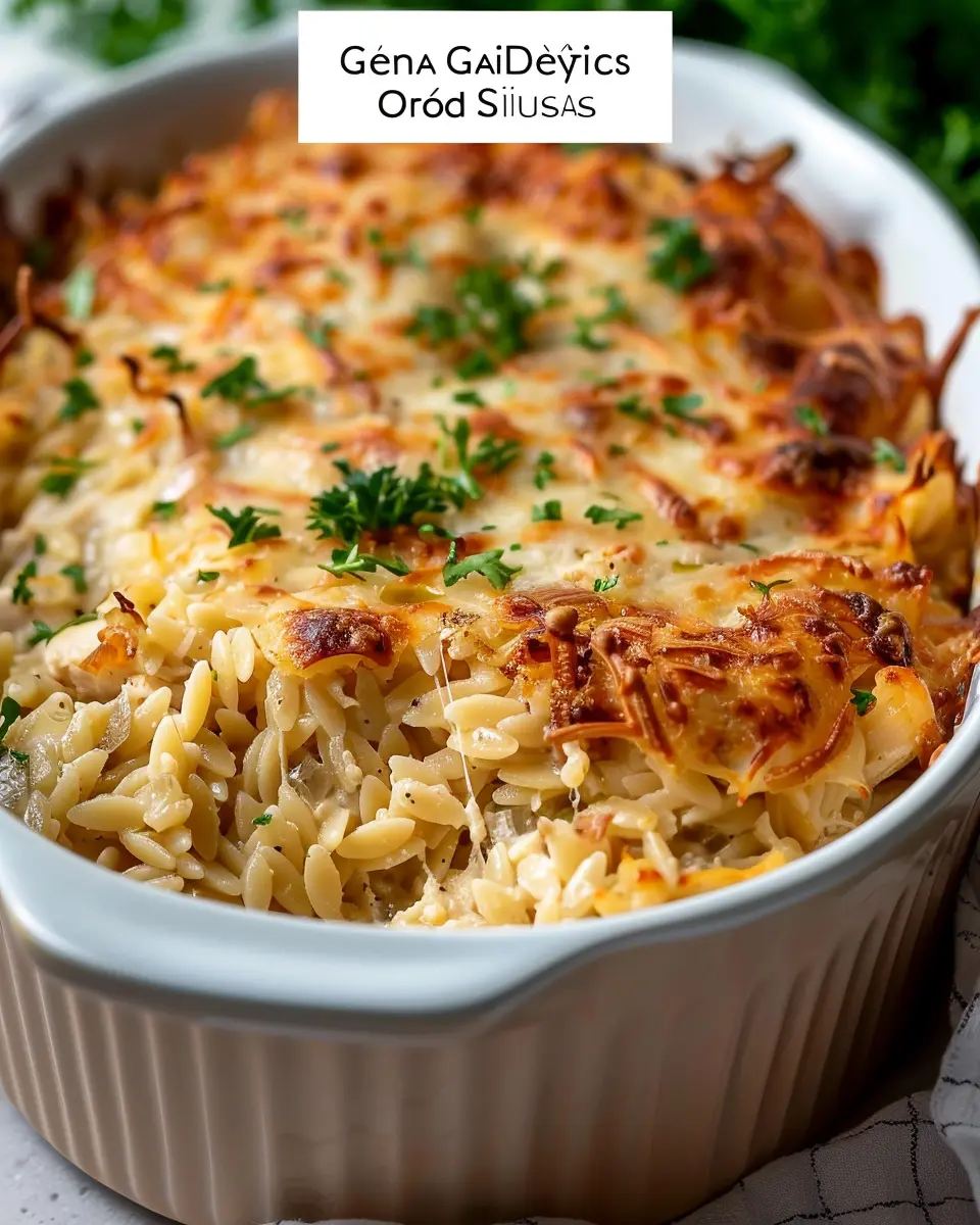 French Onion Chicken Orzo Casserole: Indulgent Comfort Food Delight