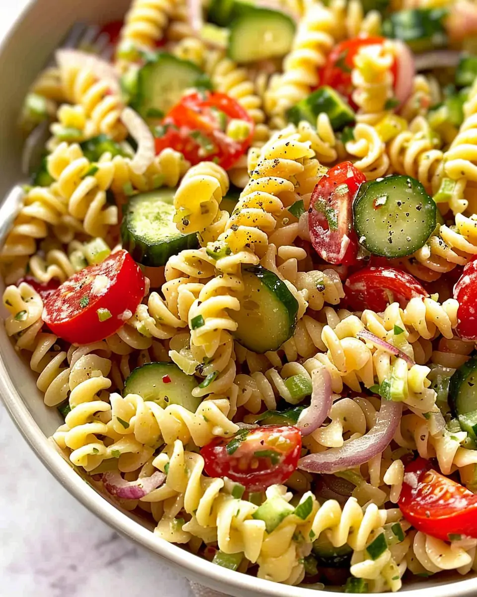 Pasta Salad Delight with Turkey Bacon and Chicken Ham Pieces