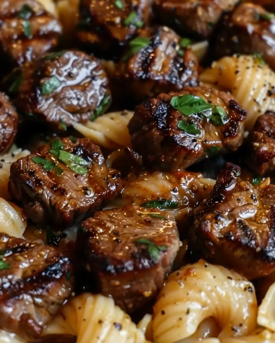 Garlic Butter Steak Bites & Shell Pasta: A Creamy Indulgence