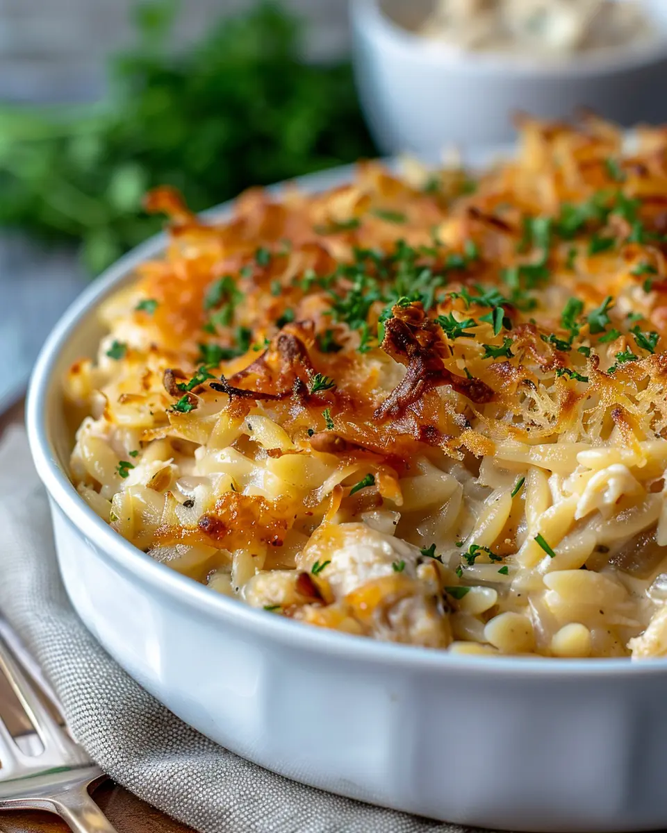 French Onion Chicken Orzo Casserole: A Cozy Comfort Dish