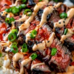 Korean BBQ Steak Rice Bowls with Spicy Cream Sauce